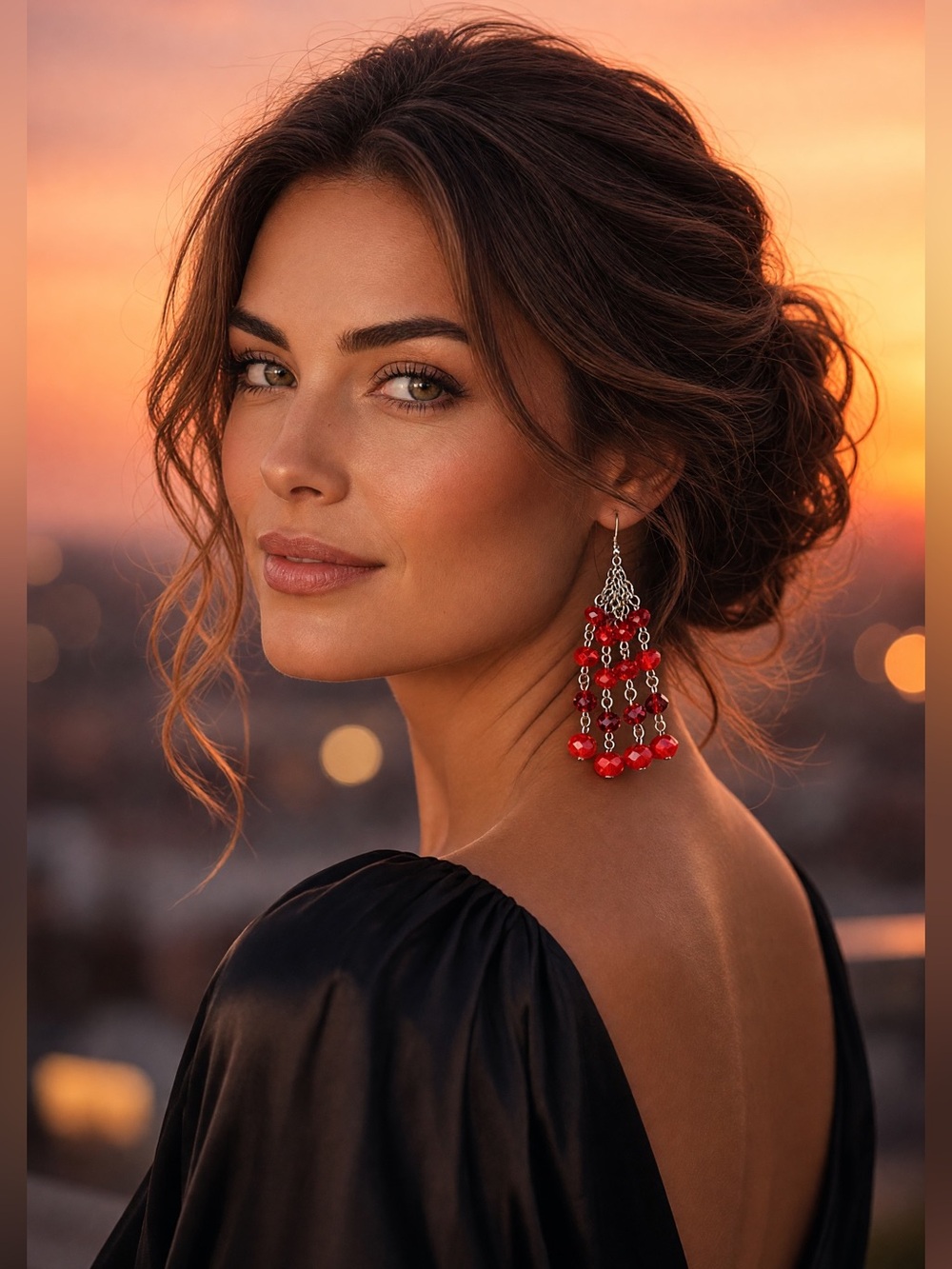 ♥️Sensitive Ears by Ear Sense♥️Red Beaded Chandelier Earrings/NIP
